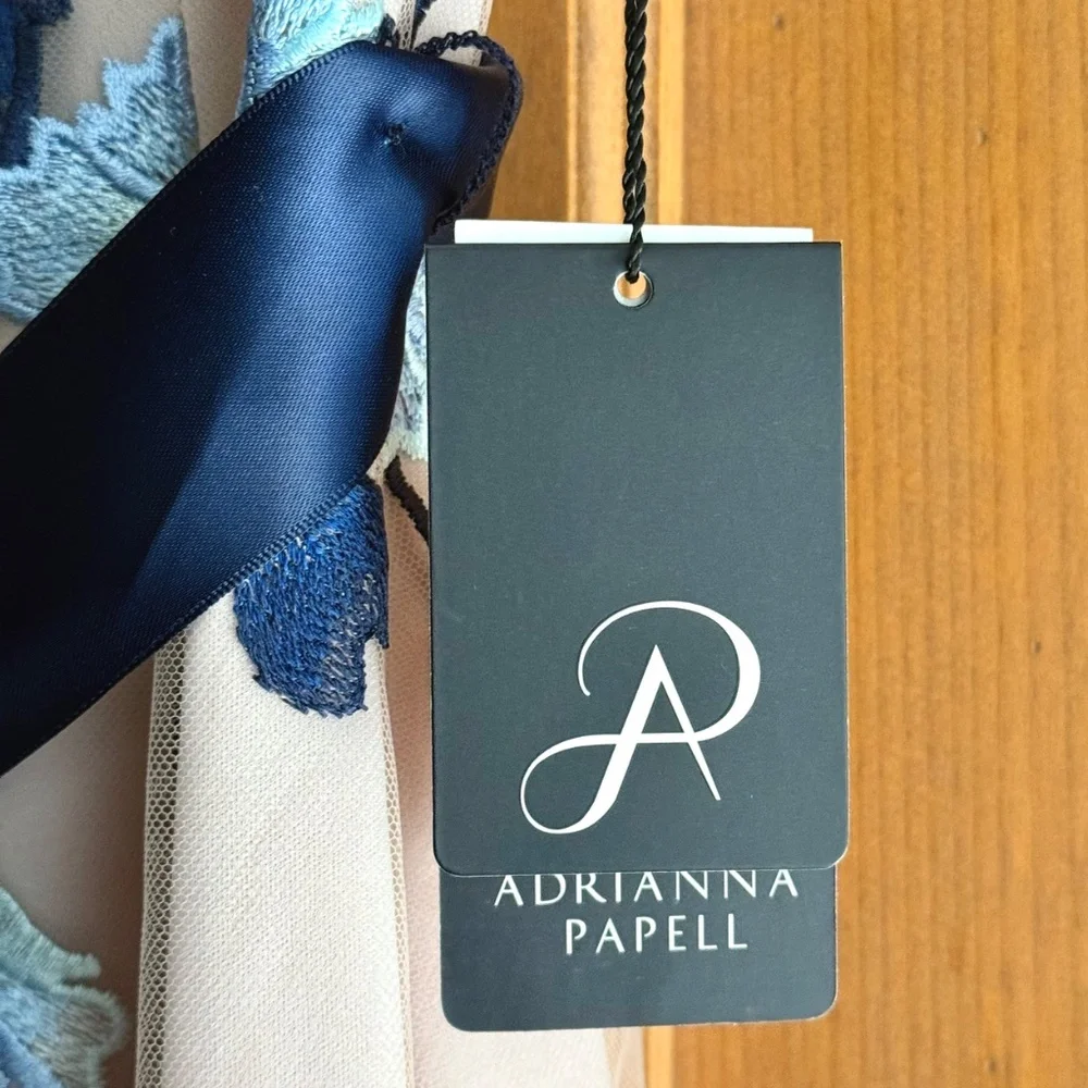 NWT Adrianna Papell Blue Floral Embroidered Sheath Dress (Size 4) - Picture 5 of 6